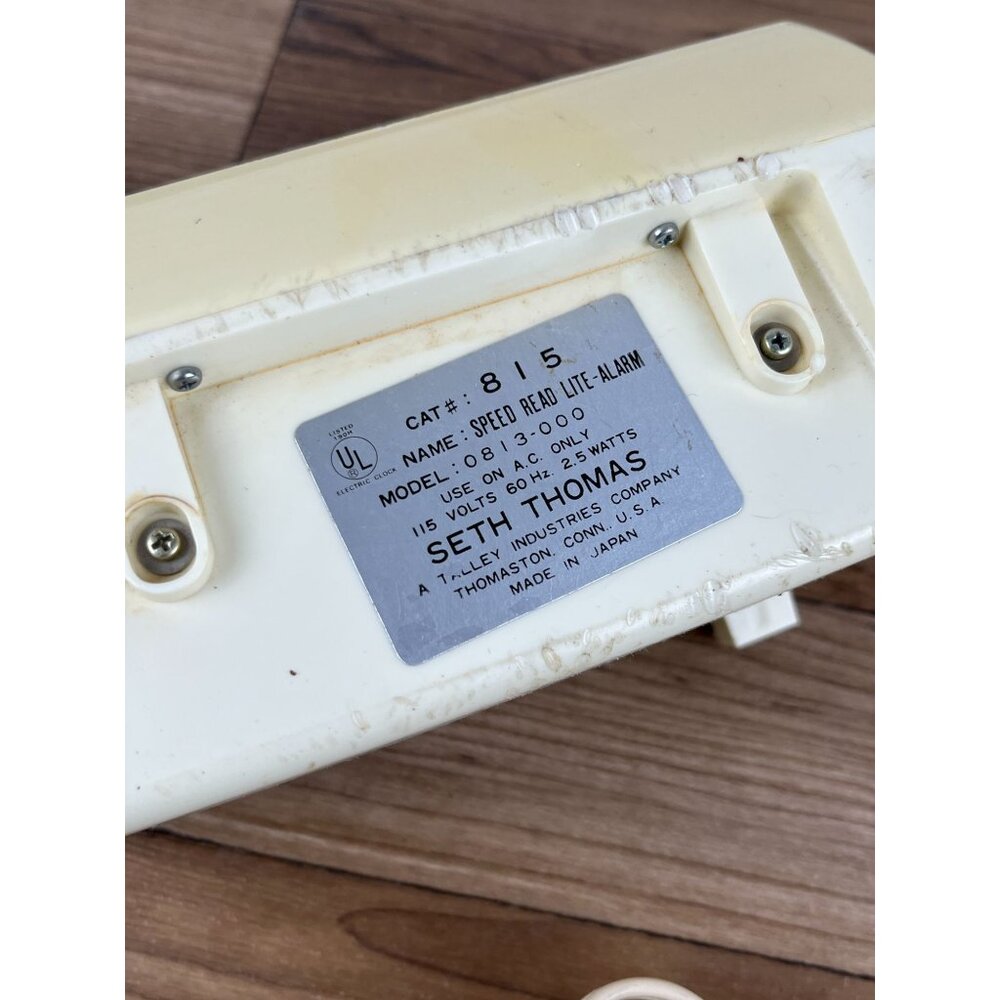 Vintage Seth Thomas Speed Read Lite Flip Alarm Clock 813 Model 0813 White Works! - Picture 10 of 10